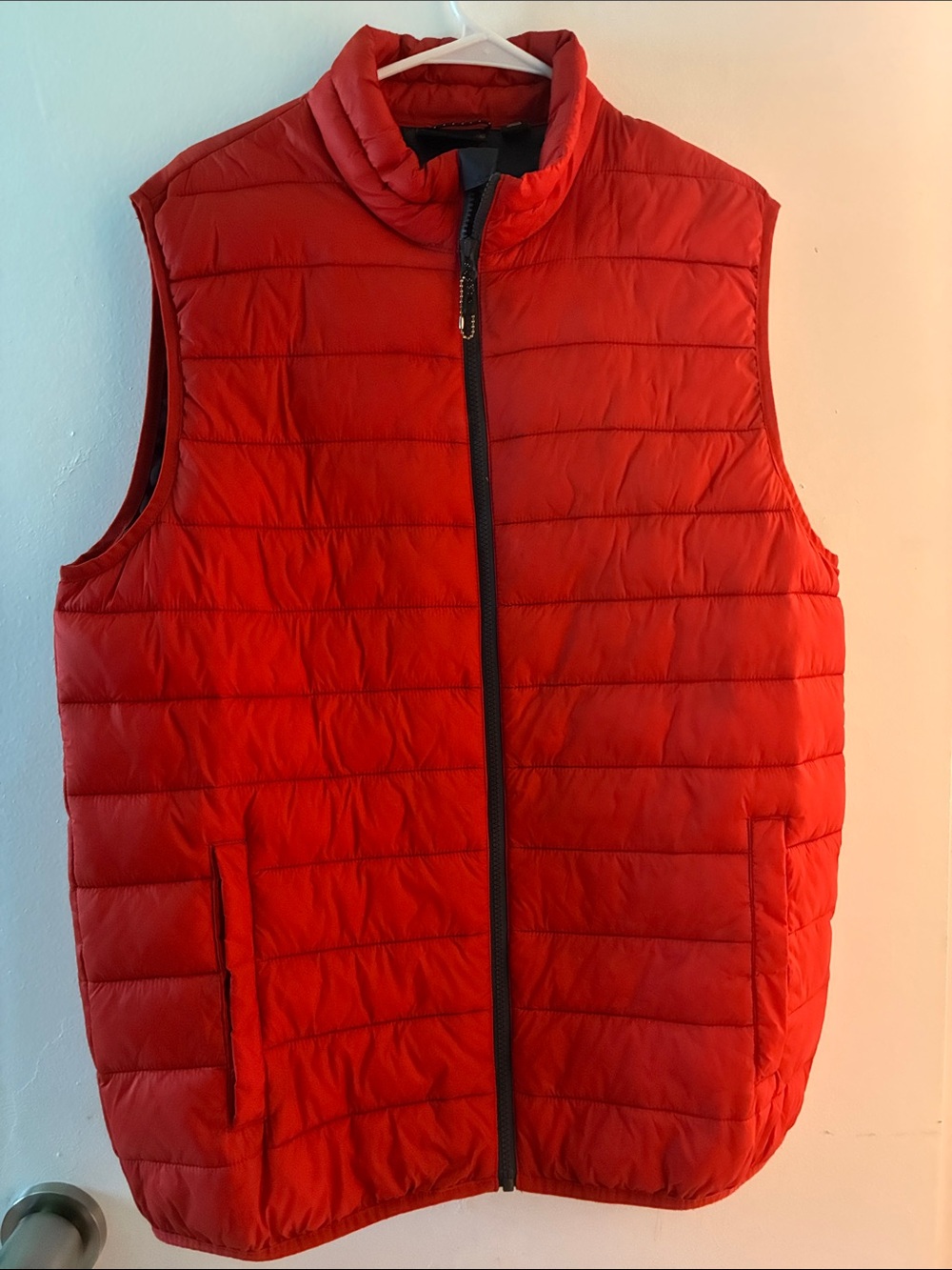 Swiss Tech Red Quilted Packable Vest with Stand Collar
